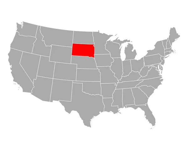 Mapa de Dakota del Sur en Estados Unidos — Archivo Imágenes Vectoriales