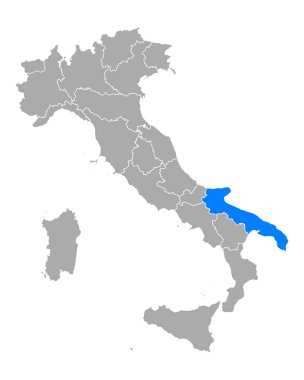 Map of Apulia in Italy