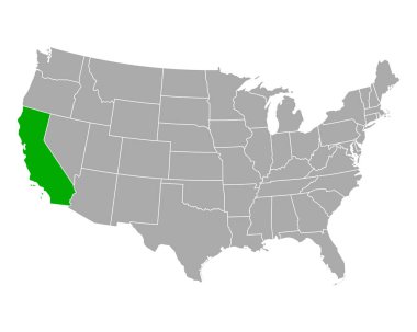 Map of California in USA