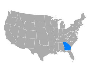 Map of Georgia in USA