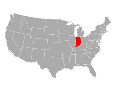 Map of Indiana in USA