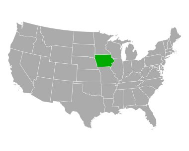 Map of Iowa in USA