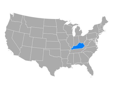 Map of Kentucky in USA