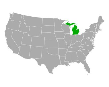 Map of Michigan in USA