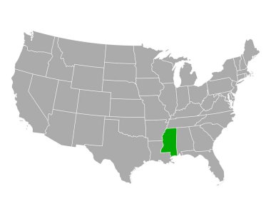 Usa 'daki Mississippi Haritası