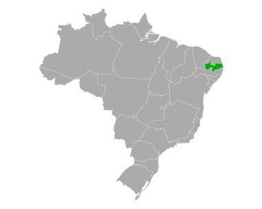 Map of Paraiba in Brazil