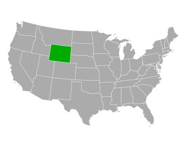 Map of Wyoming in USA