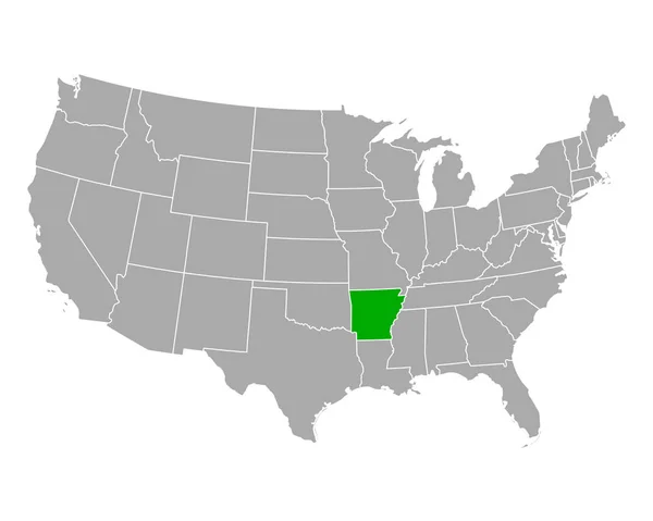 Map of Arkansas in USA — Stok Vektör