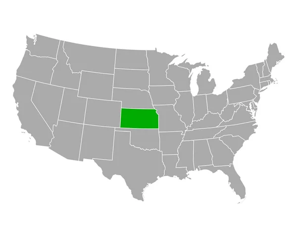 Map of Kansas in USA — Stok Vektör