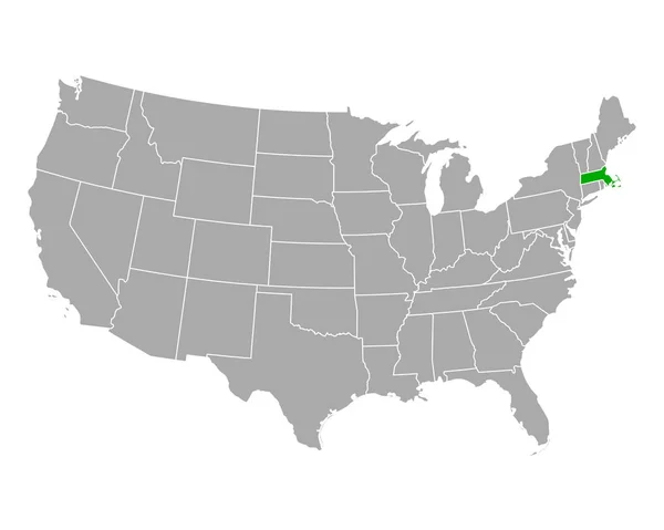 แผนที่ของแมสซาชูเซตส์ในสหรัฐอเมริกา — ภาพเวกเตอร์สต็อก