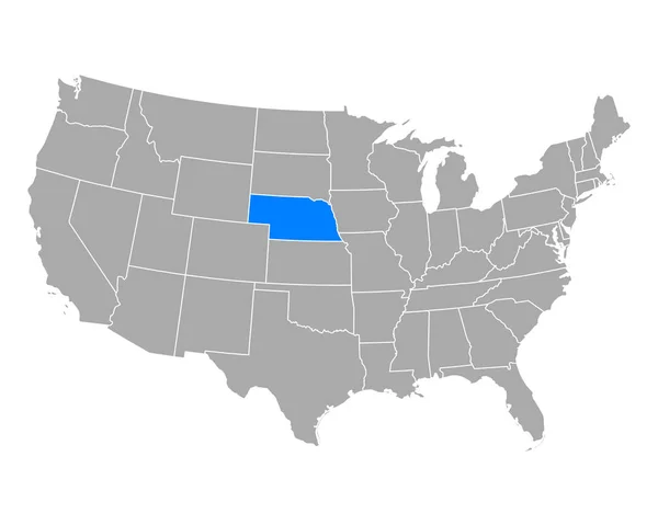 Mapa de Nebraska in USA —  Vetores de Stock