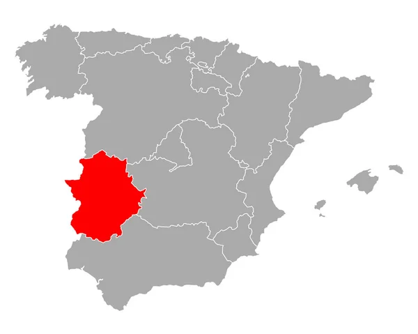 Map of Extremadura in Spain — 스톡 벡터