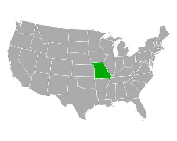 Mappa del Missouri in USA — Vettoriale Stock