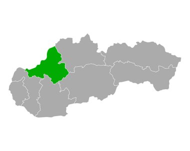 Slovakya 'daki Trenciansky Kraj Haritası
