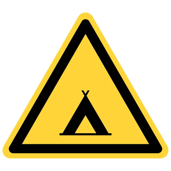 Tent and danger sign — 스톡 벡터