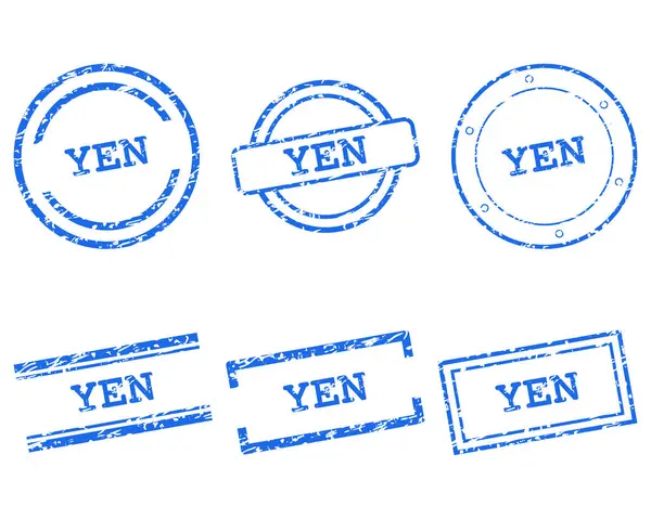 Francobolli Yen — Vettoriale Stock