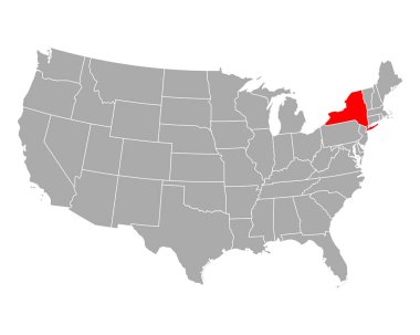 Map of New York in USA
