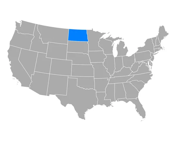 アメリカのノースダコタ州地図 — ストックベクタ