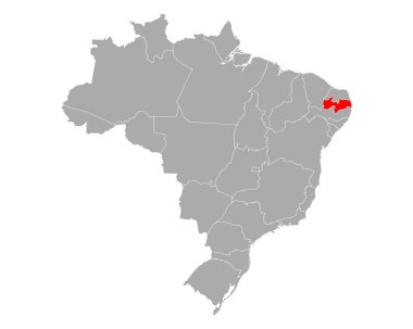Map of Paraiba in Brazil