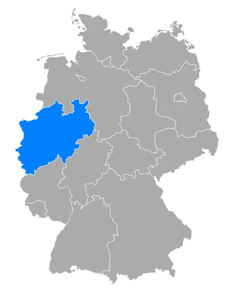 Karte Nordrhein-Westfalen in Deutschland — Stockvektor