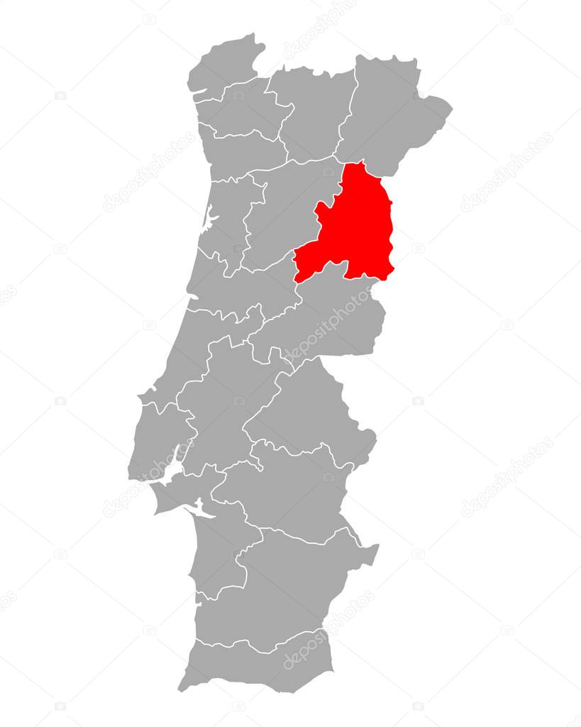 Map of Guarda in Portugal