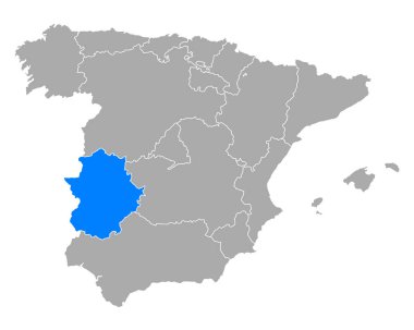 İspanya 'daki Extremadura Haritası