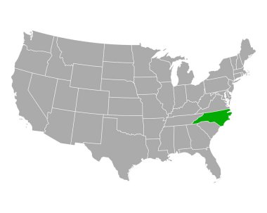 Map of North Carolina in USA