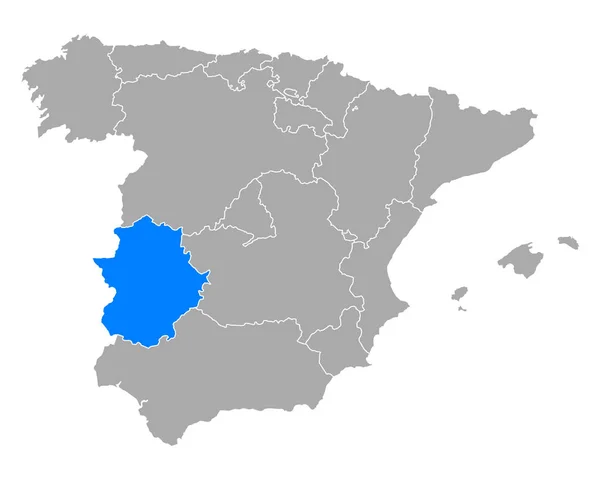 Kaart van Extremadura in Spanje — Stockvector