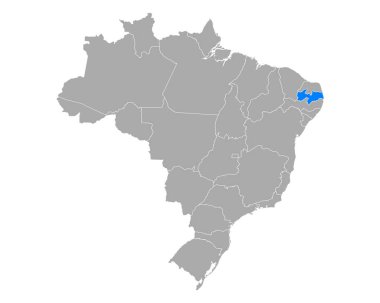 Map of Paraiba in Brazil
