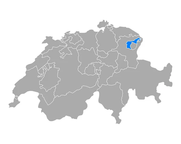 スイスのアペンツェル外ロードス州地図 — ストックベクタ