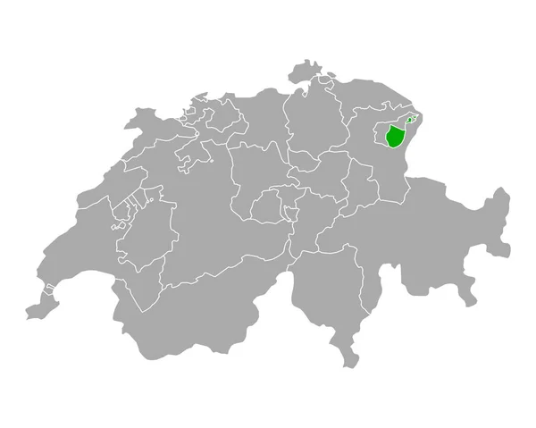 Kaart Van Appenzell Inner Rhodes Zwitserland — Stockvector