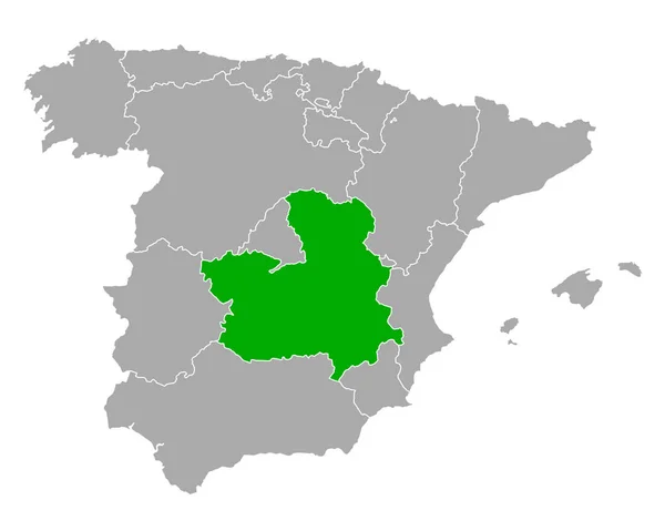 Kaart Van Castilla Mancha Spanje — Stockvector