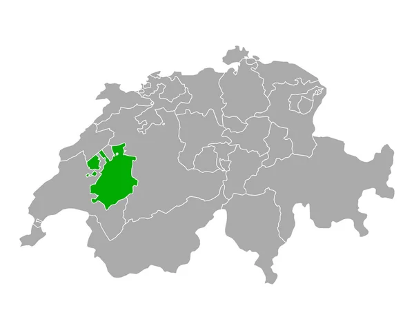 Fribourg Térképe Svájcban — Stock Vector