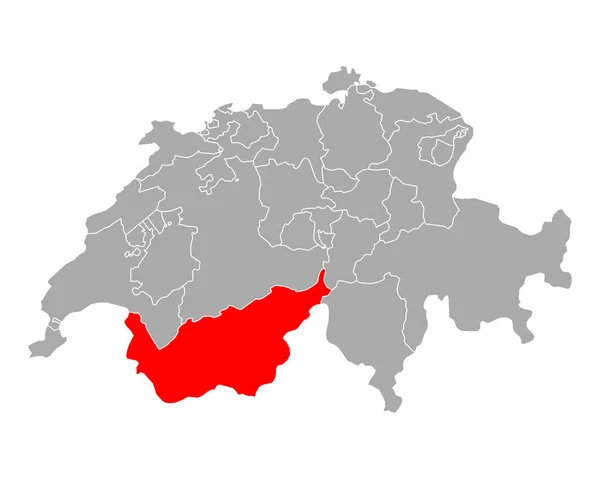 Χάρτης Του Valais Στην Ελβετία — Διανυσματικό Αρχείο