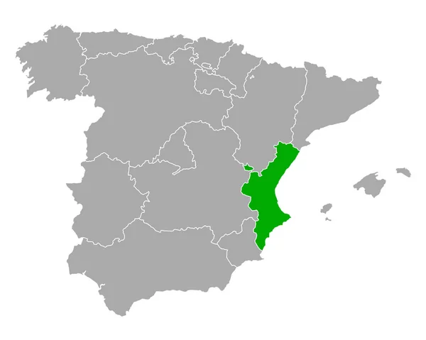 Карта Валенсии Испании — стоковый вектор