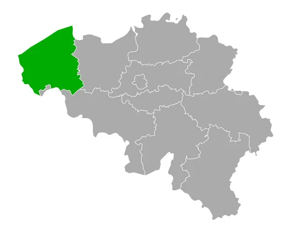 ベルギーの西フランドル州地図 — ストックベクタ