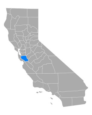 Map of Santa Clara in California clipart