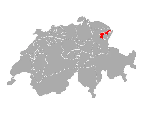 Mapa Rodes Exteriores Appenzell Suíça — Vetor de Stock