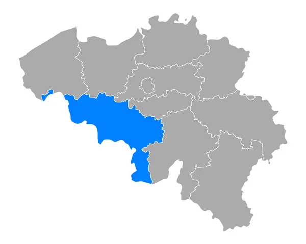 ベルギーのヘナウト州地図 — ストックベクタ