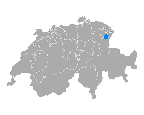 Karte Von Appenzell Innerrhoden Der Schweiz — Stockvektor