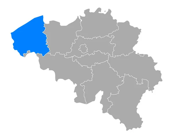 Mappa Delle Fiandre Occidentali Belgio — Vettoriale Stock
