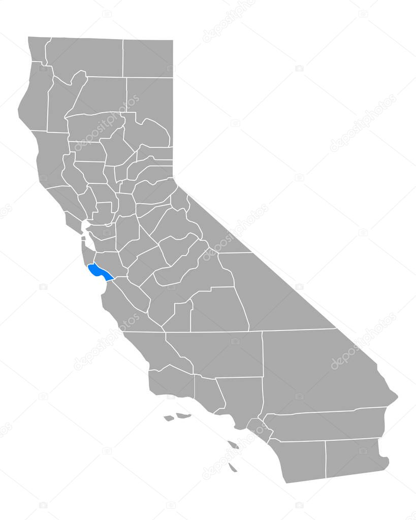 Map of Santa Cruz in California