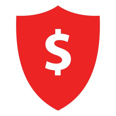 Vektör illüstrasyonu olarak dolar ve kalkan