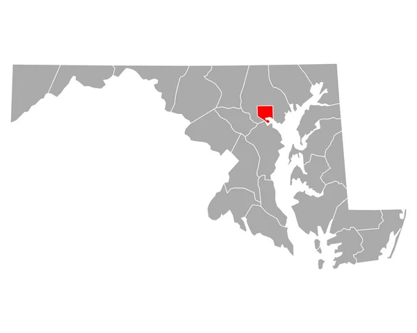 Maryland Deki Baltimore Haritası — Stok Vektör
