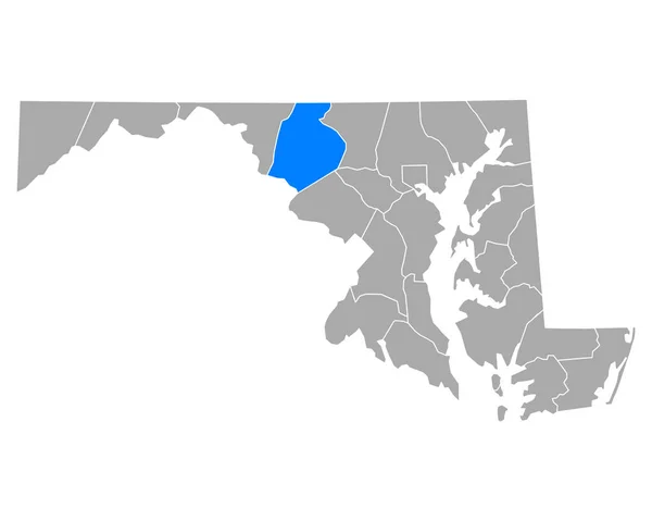 Mapa Fredericku Marylandu — Stockový vektor