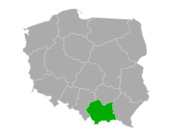 Карта Малопольського Польщі — стоковий вектор