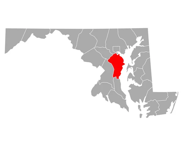 Mapa Anne Arundel Marylandu — Stockový vektor