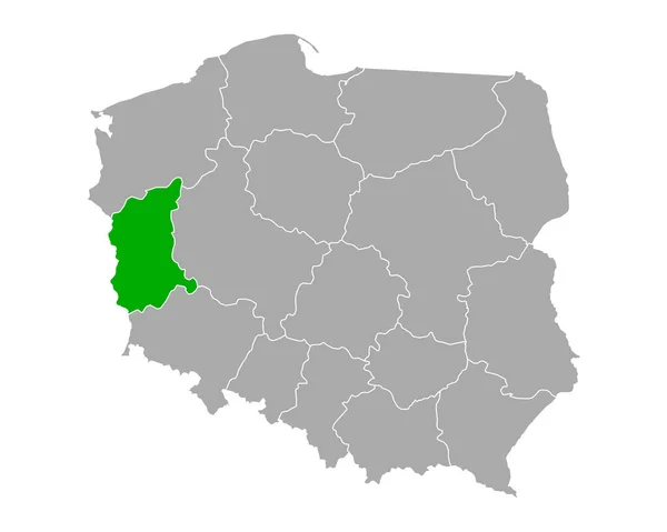 Mapa Lubuskie Polonia — Vector de stock