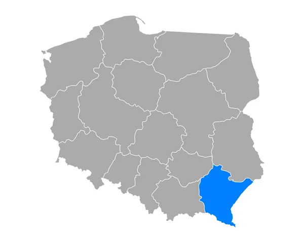 Mappa Podkarpackie Polonia — Vettoriale Stock