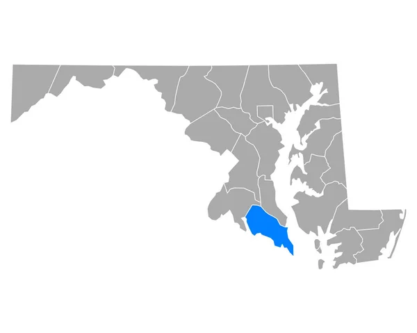メリーランド州のセントメアリー州地図 — ストックベクタ